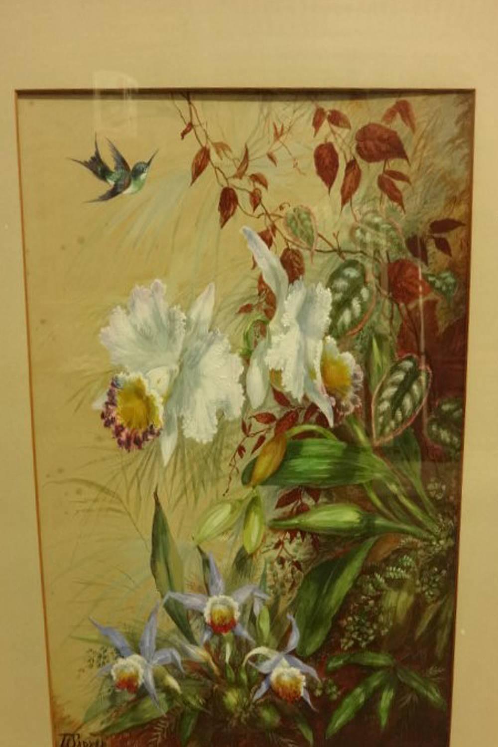 English Large Pair of Signed Victorian Watercolors