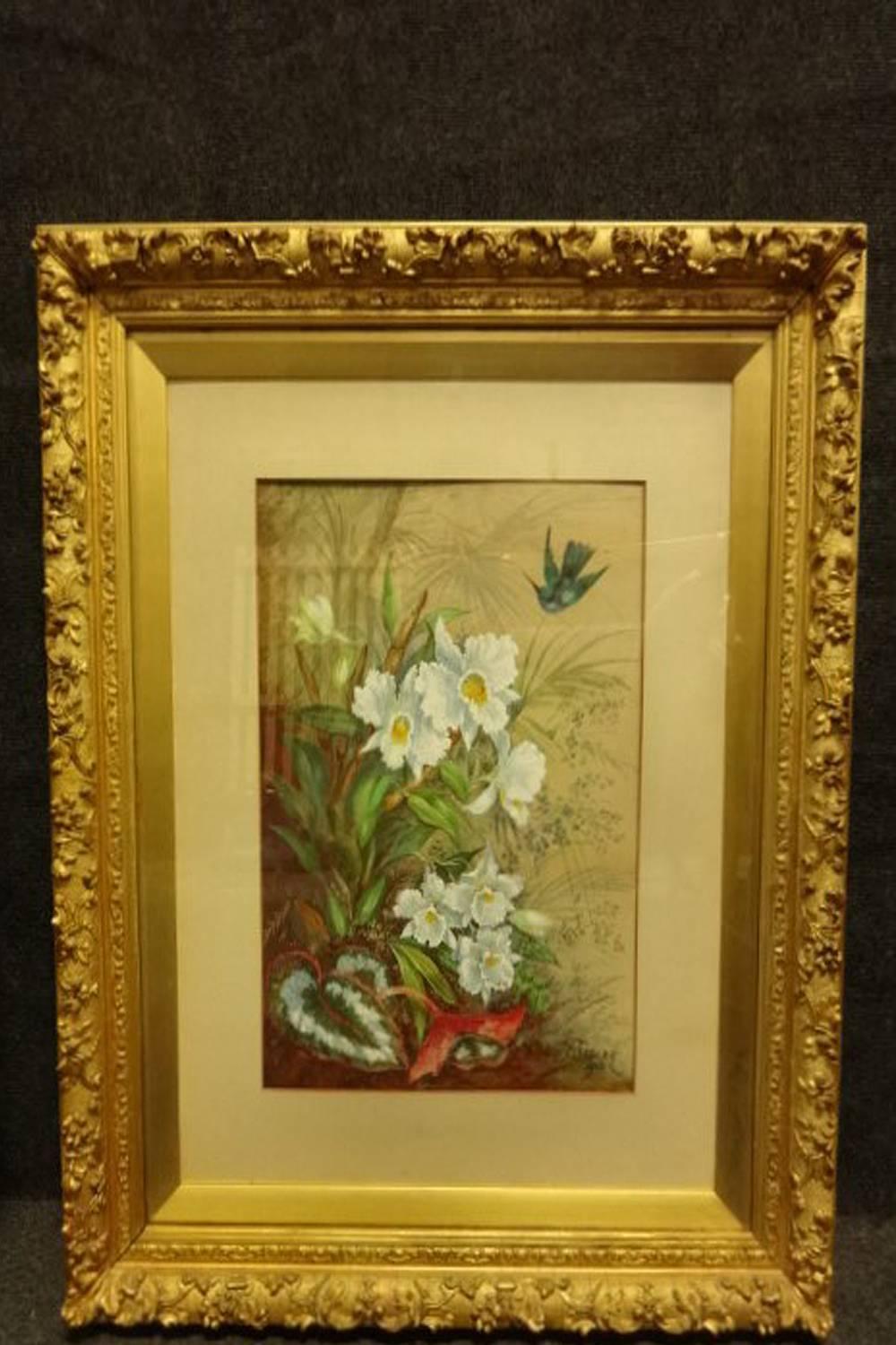 Early 20th Century Large Pair of Signed Victorian Watercolors