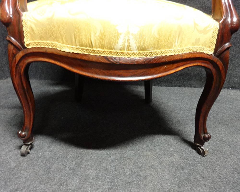 Superb Quality Pair of French 19th Century Rosewood Elbow Chairs For Sale 7
