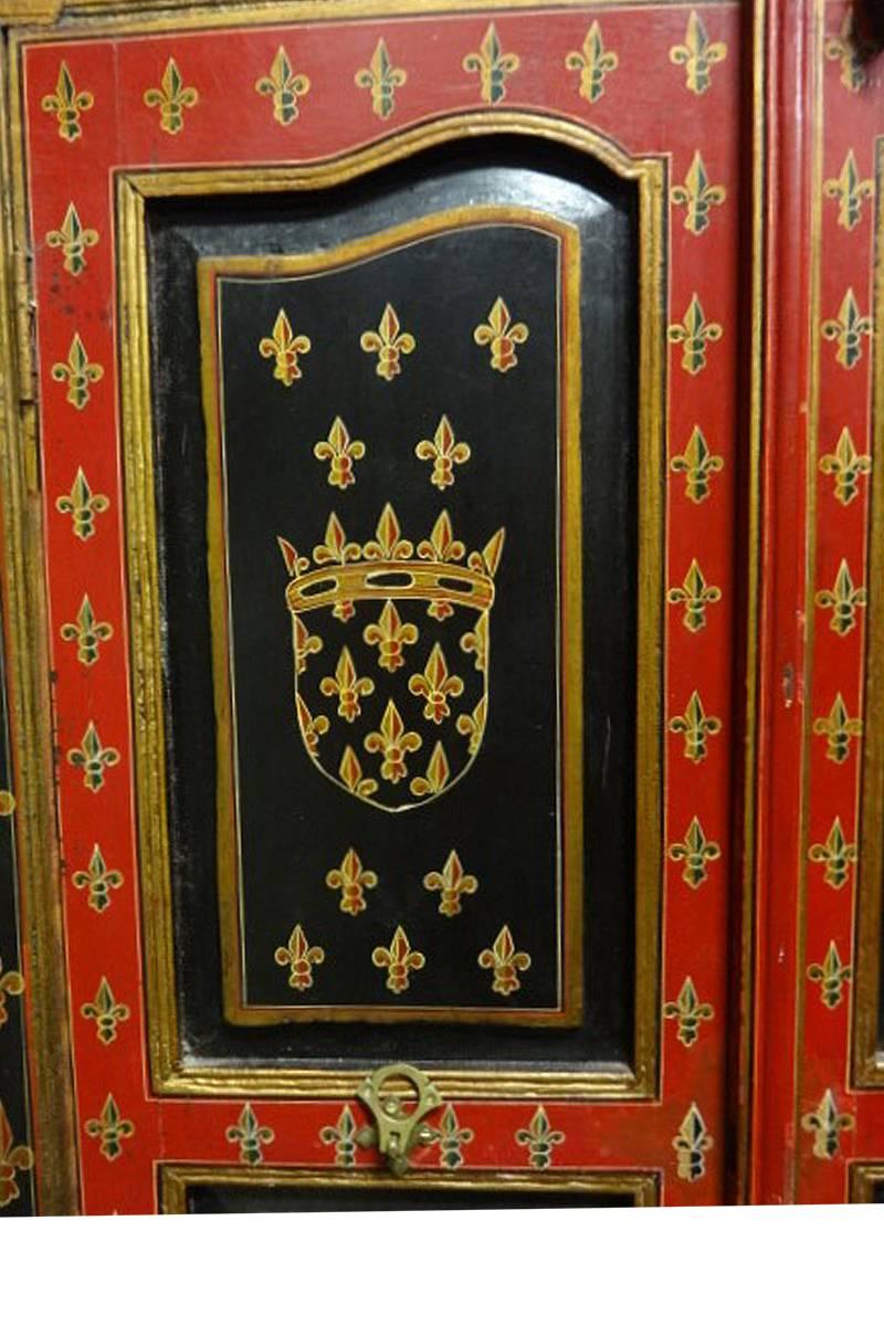 Hand-Painted Magnificent Painted Hall Wardrobe For Sale