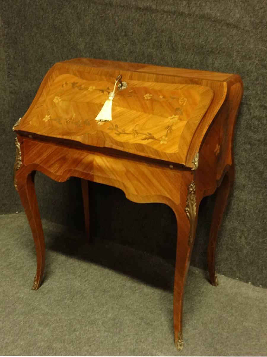 French Kingwood Marquetry Bureau For Sale 1