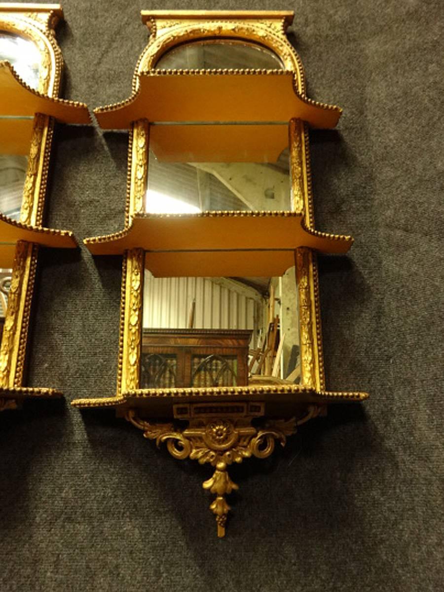 Great Britain (UK) Good Pair of Victorian Gilt Pier Mirrors with Shelves C.1850 For Sale