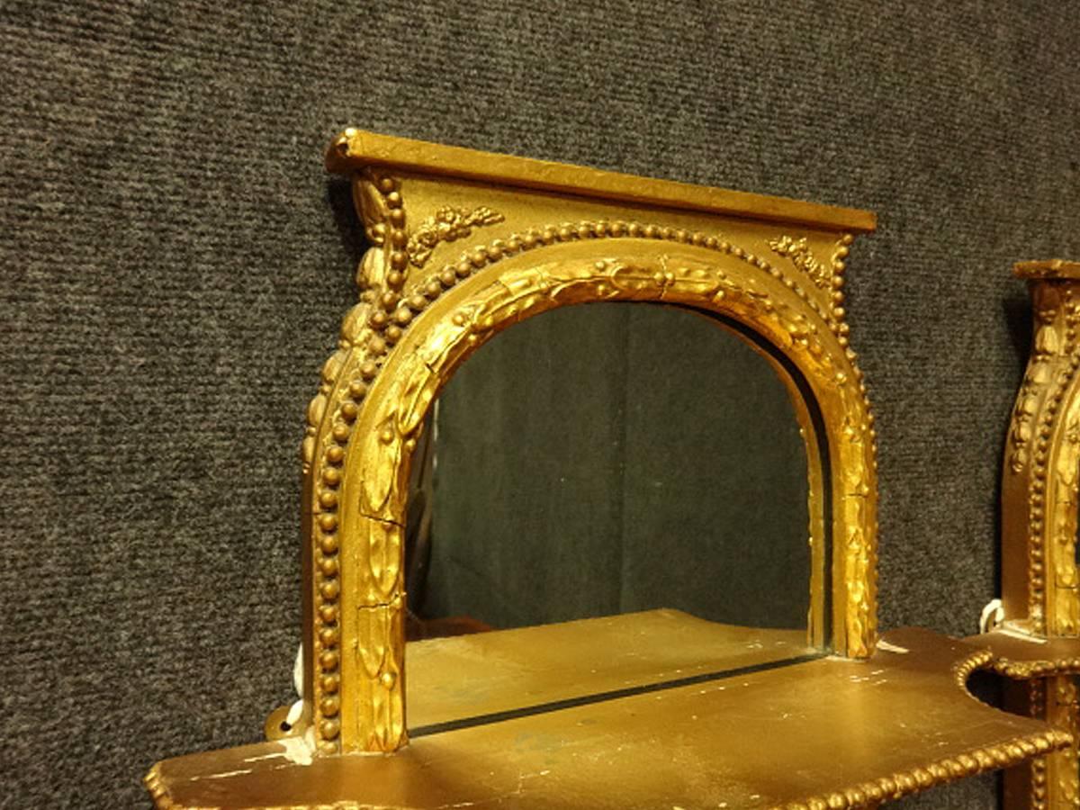 Mid-19th Century Good Pair of Victorian Gilt Pier Mirrors with Shelves C.1850 For Sale