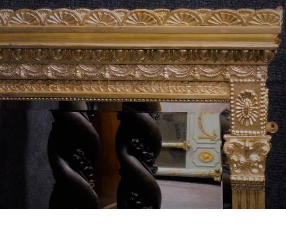 Adam Style Superb Adams Style Victorian English Gilt Overmantel Mirror, circa 1850