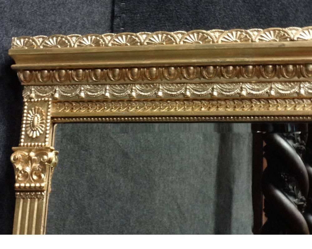 Superb Adams Style Victorian English Gilt Overmantel Mirror, circa 1850 In Good Condition In Applyby Magna, Staffordshire