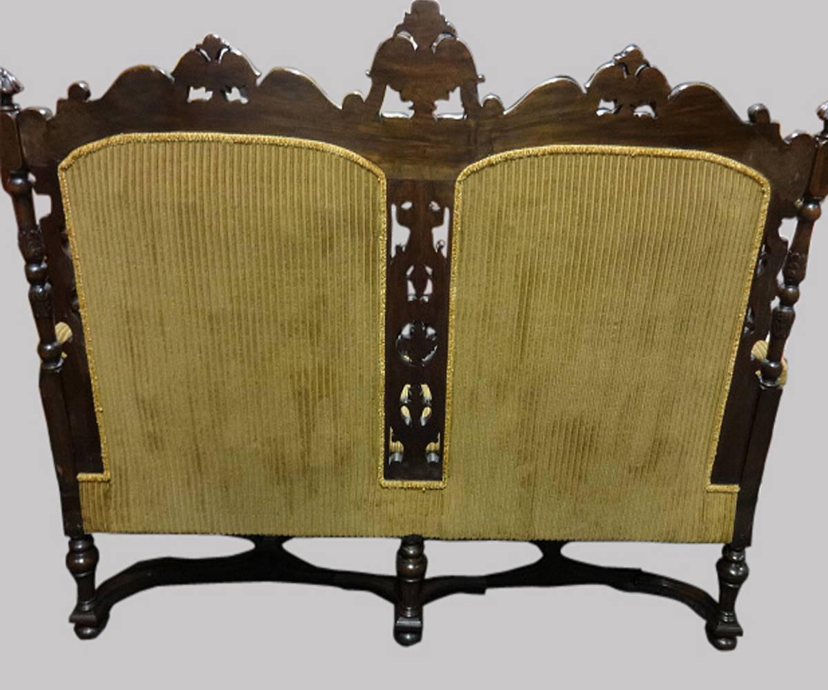 19th Century Superb Carved Settee, Walnut Sofa For Sale