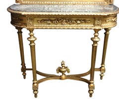 Good Early C.20th Giltwood  Console Table with Matching Mirror
