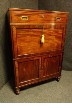 Excellent Quality 19th Century Mahogany Campaign Secretaire Chest of Drawers