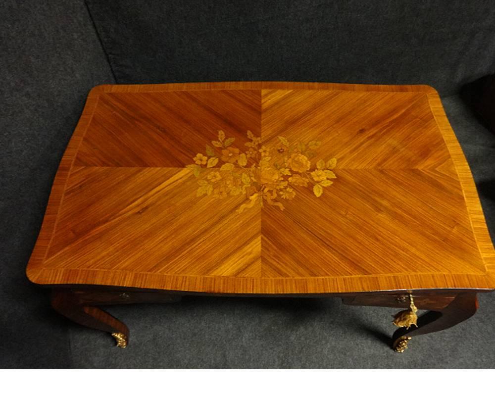 Superb French Kingwood Marquetry and Parquetry Desk For Sale 5