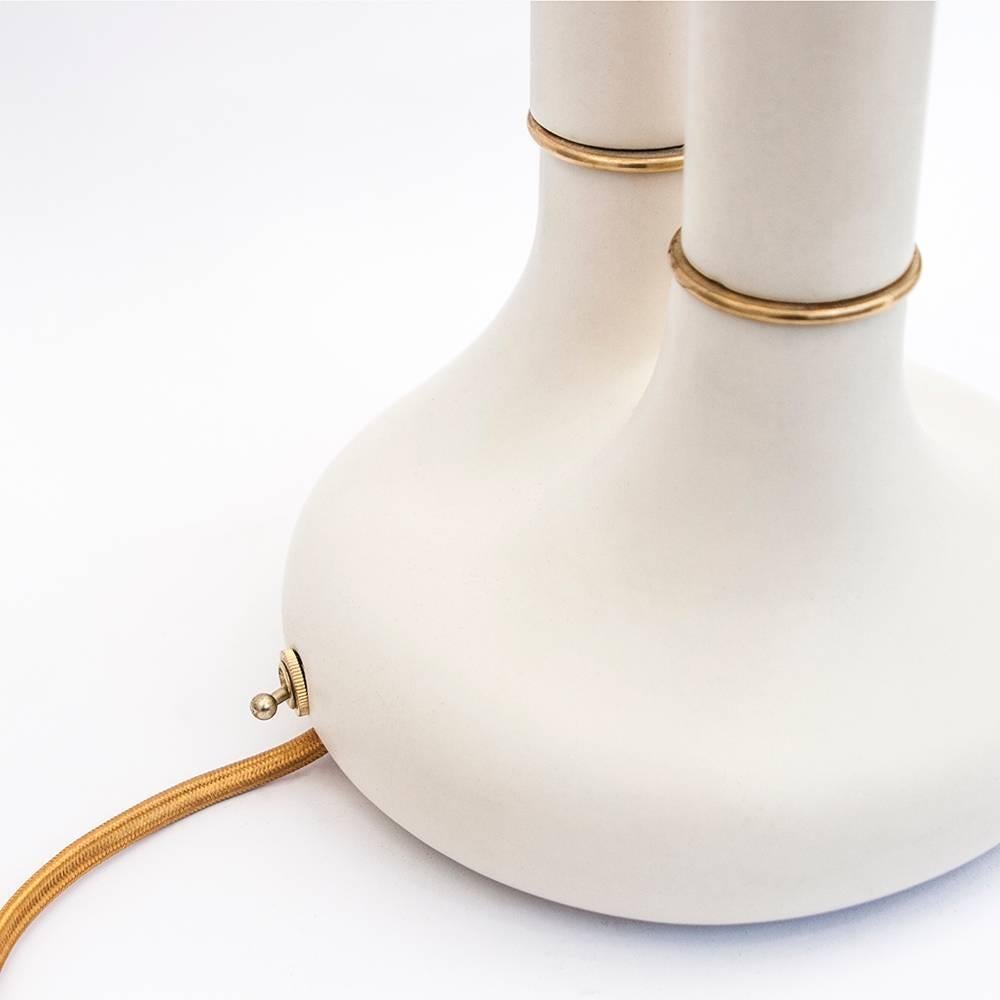 Organic Modern Handmade Two-Globe Ceramic Table Lamp