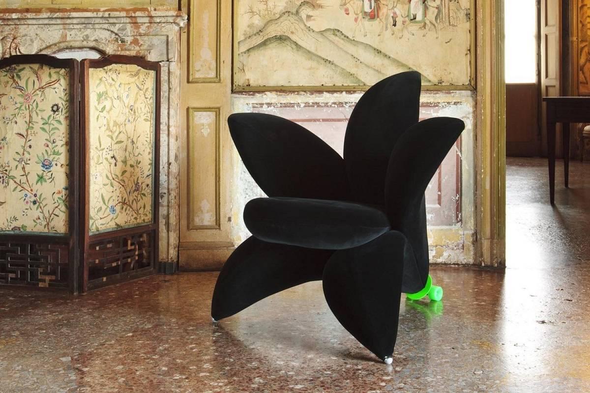 Italian Edra Getsuen Armchair in Velvet For Sale