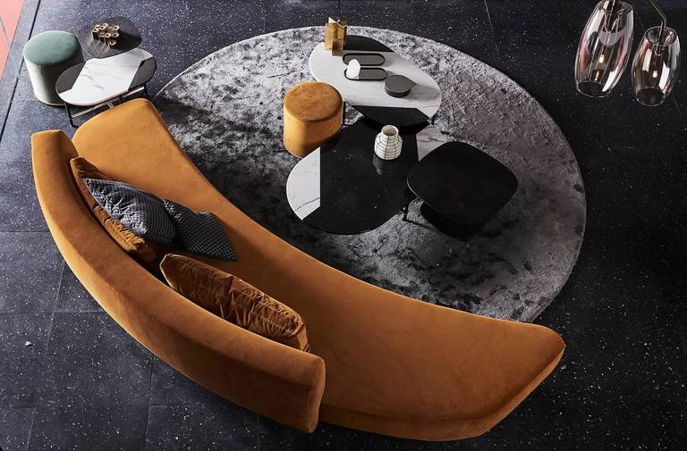 Gallotti And Radice Round Audrey Sofa In Velvet Fabric Or Leather Italian Gallotti Radice Round Audrey Sofa In Velvet Fabric Or Leather 2 Sizes
