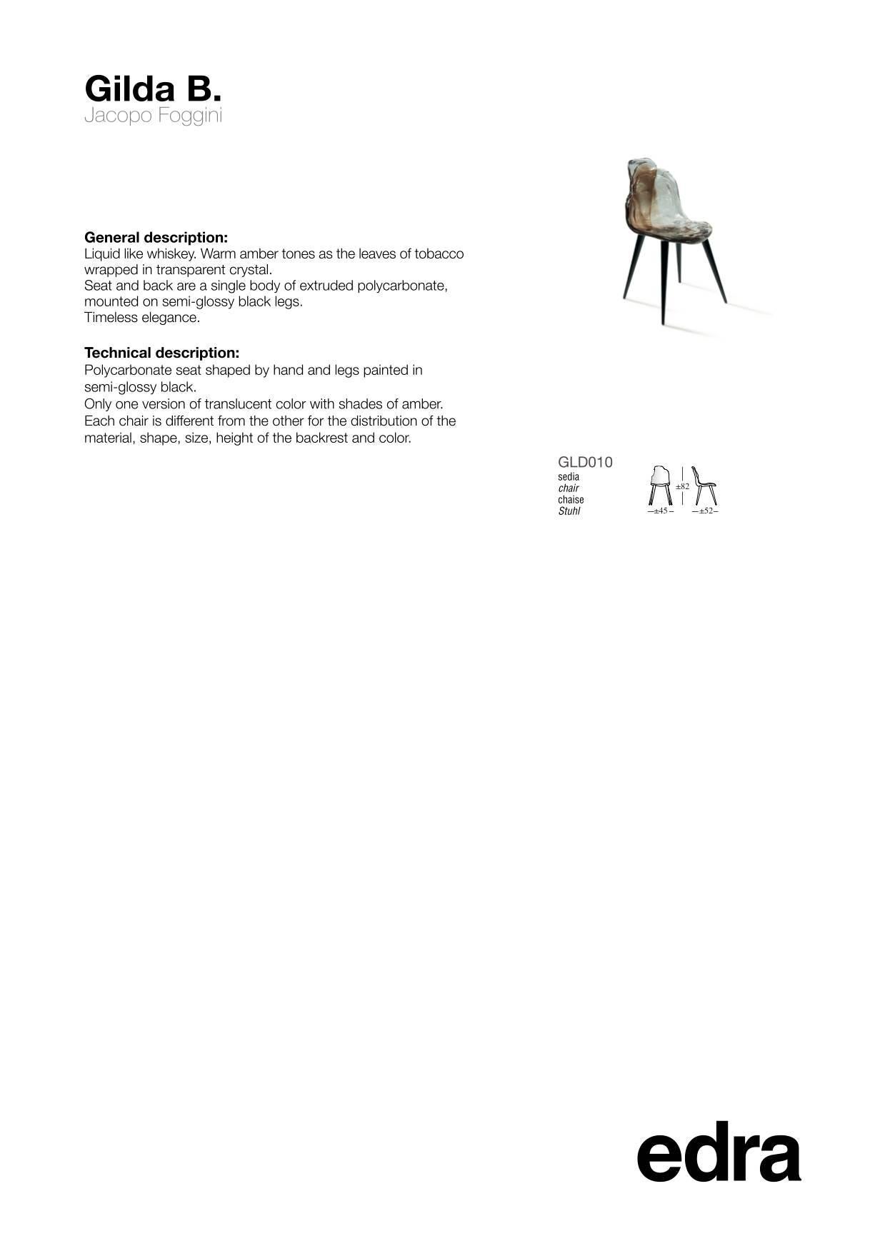 Contemporary Edra Gilda B Chair by Jacopo Foggini For Sale