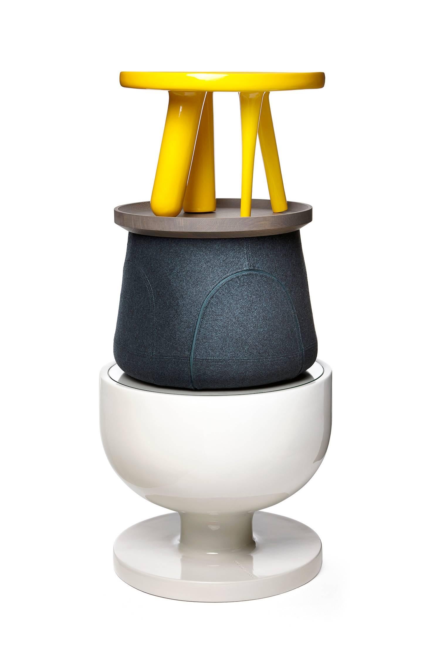Modern Moooi Elements 002 Table by Jaime Hayon in Yellow, Light Grey or Dark Grey For Sale