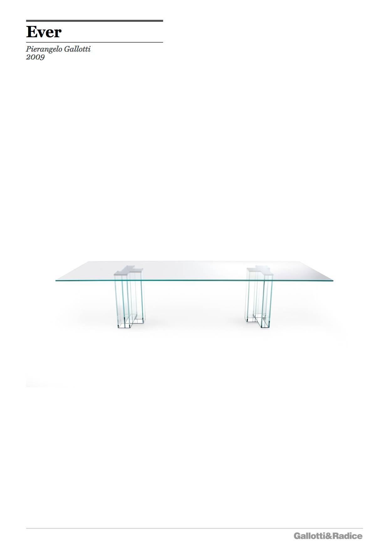 Modern Gallotti and Radice Ever Table in Extra Light Glass with Chromed Parts For Sale