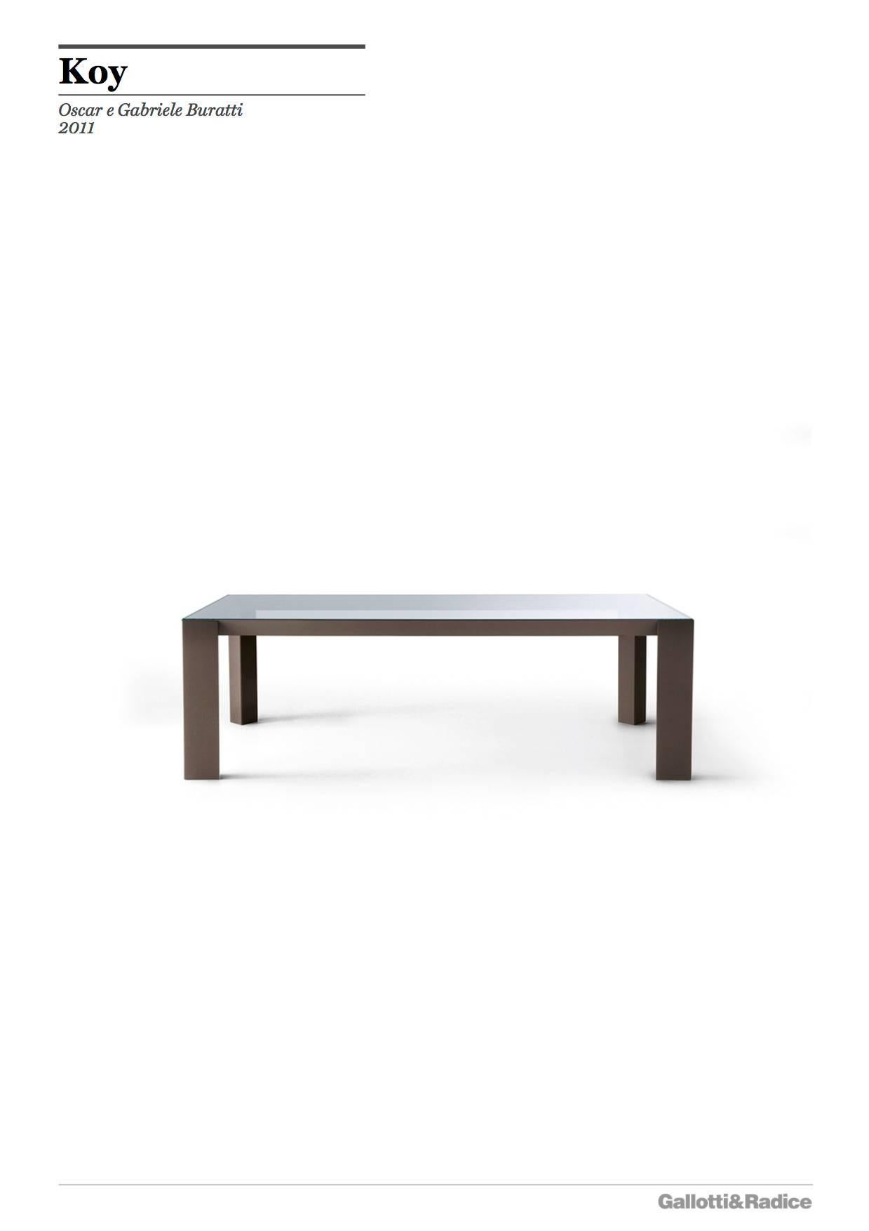Gallotti an Radice Koy Table in Wood or Lacquered Base with Glass Top In New Condition For Sale In Rhinebeck, NY