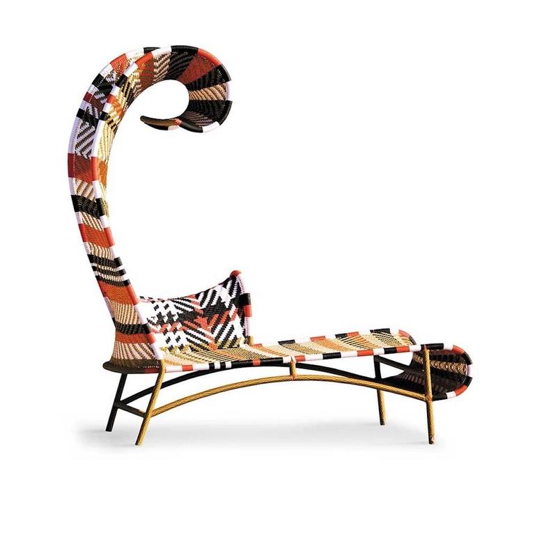 Moroso Shadowy Chaise Longue For Outdoors Handwoven In Senegal For Sale