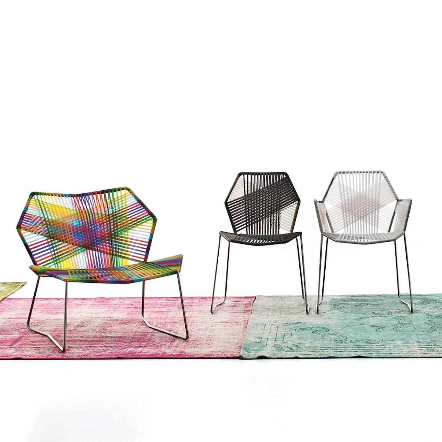 Italian Moroso Tropicalia Dining Chair with or Without Arms in Multi, Black or White For Sale