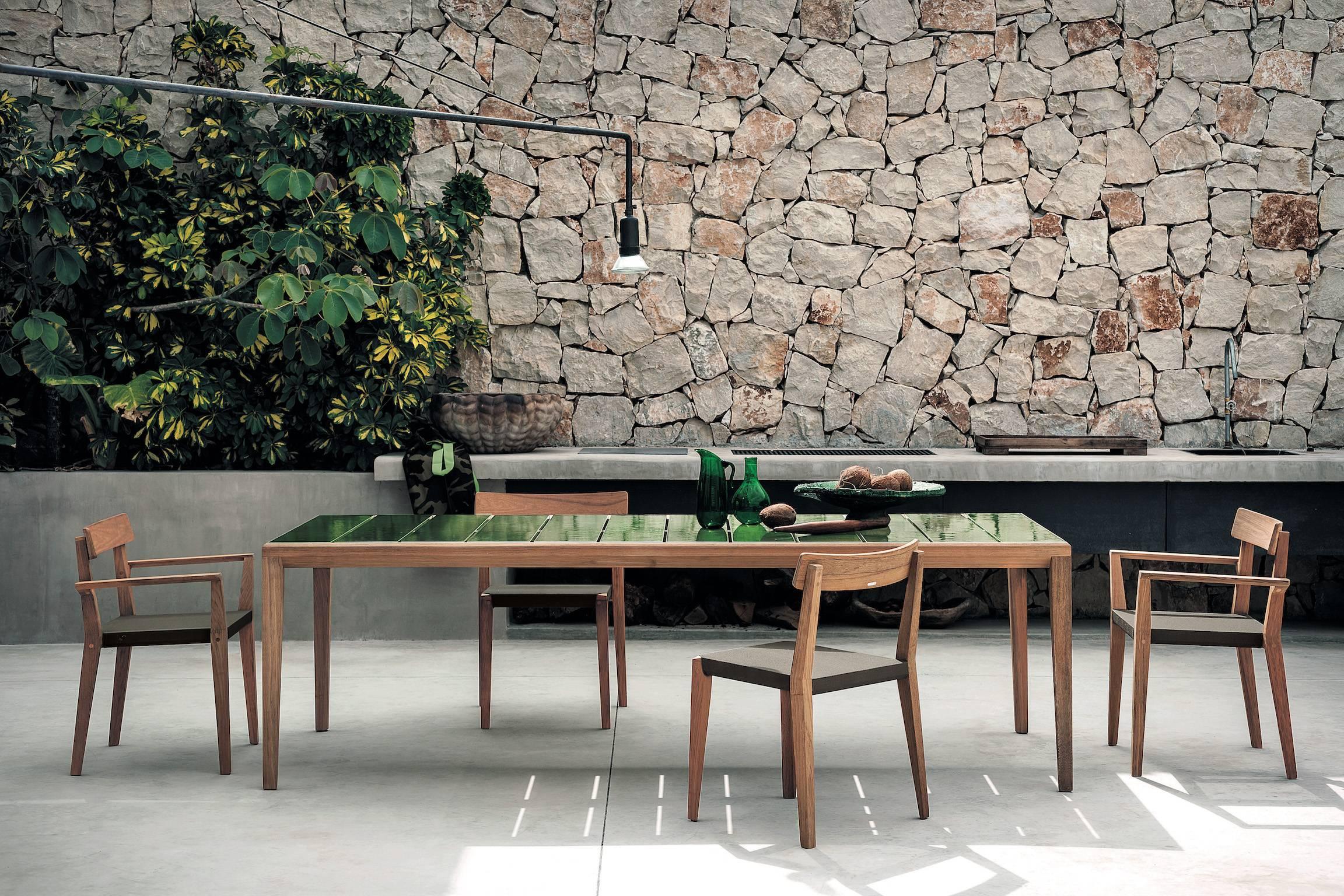 Contemporary Roda Teka Dining Table for Outdoor/Indoor Use in Teak and Glazed or Matt 