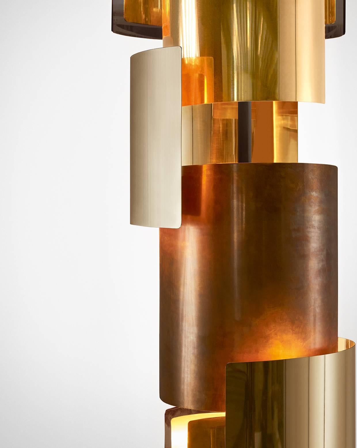 Modern Eris Chandelier by Massimo Castagna for Gallotti & Radice in Brass For Sale