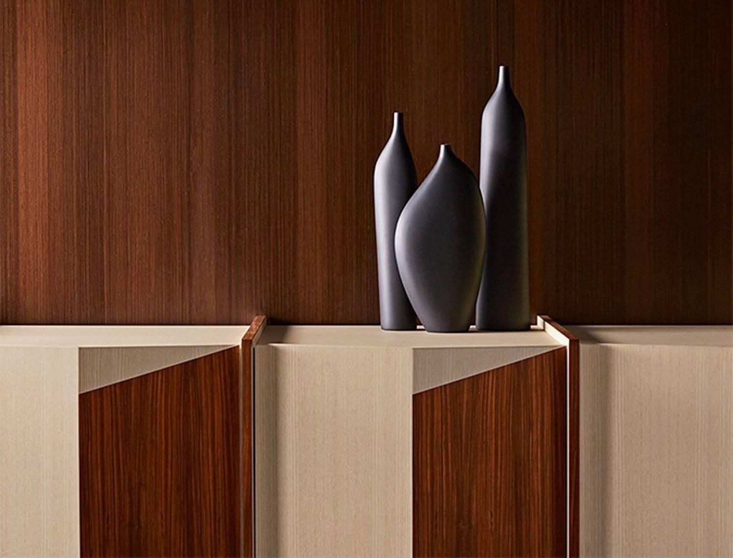 Modern Diedro XL Sideboard / Credenza in Wood with Metal Details by Gallotti & Radice For Sale