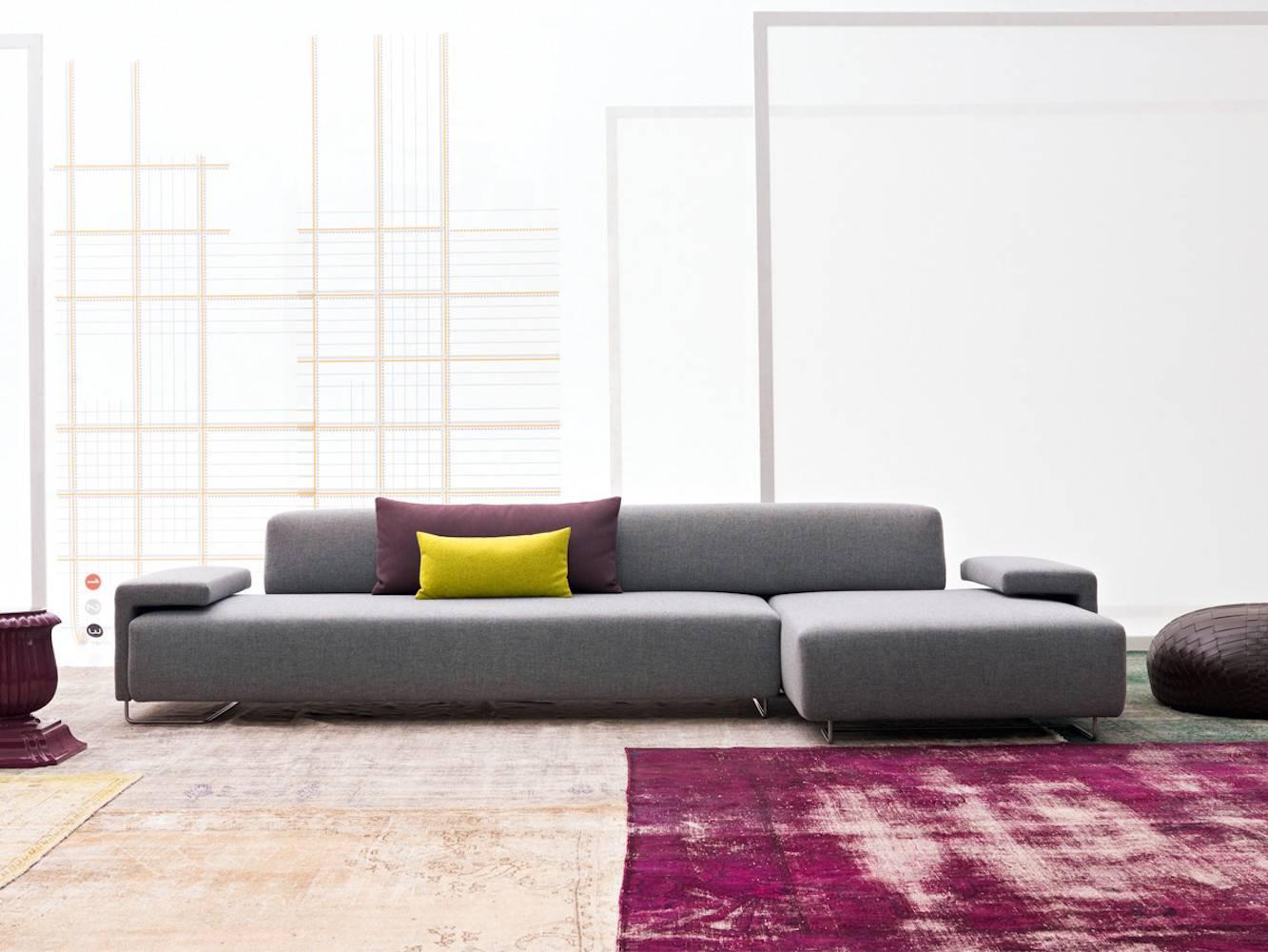 Modern Moroso Lowland Sofa in Grey Steelcut Trio 133 Fabric in Right or Left 