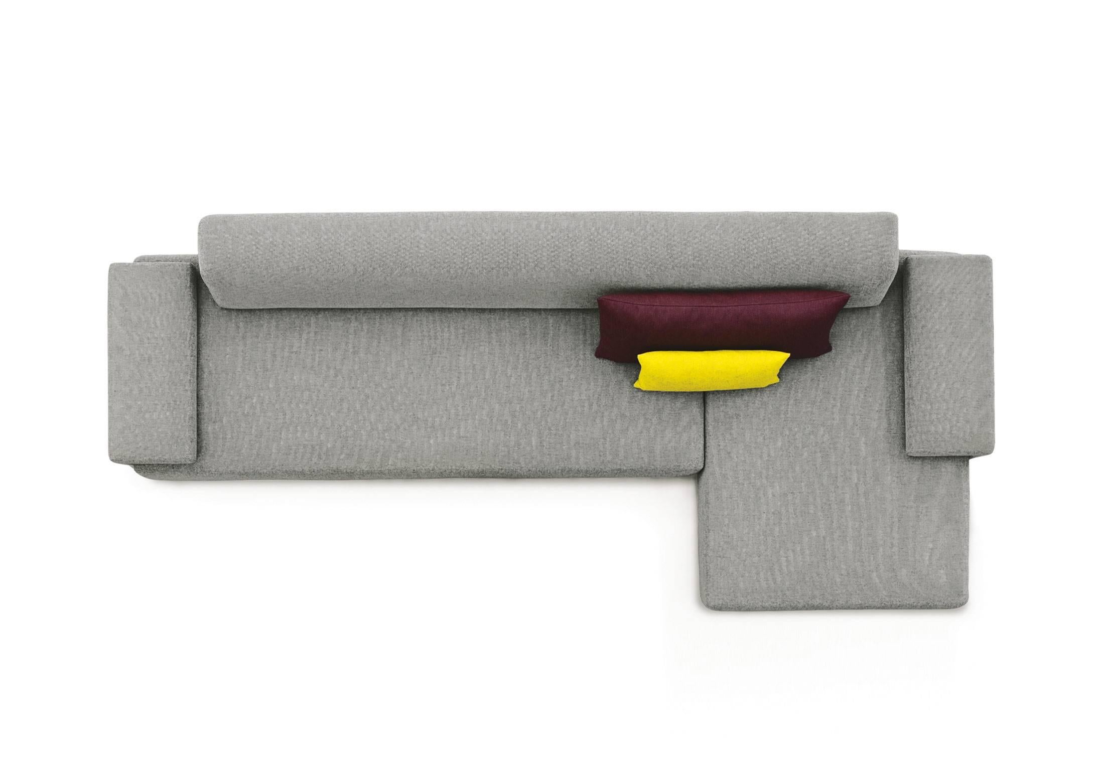 Italian Moroso Lowland Sofa in Grey Steelcut Trio 133 Fabric in Right or Left 