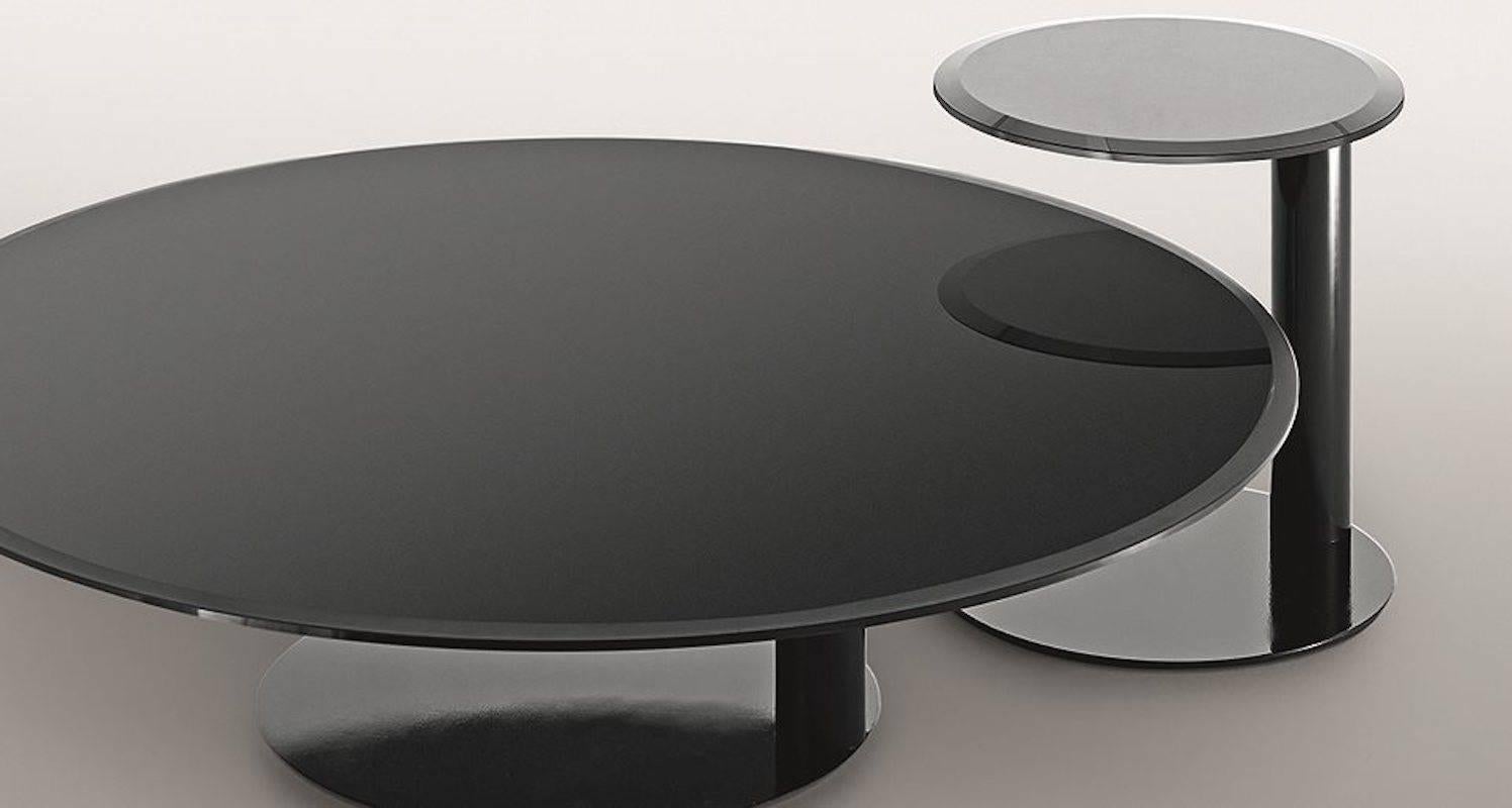 Modern Oto Mini Side Table in Painted Glass with Bevelled Top by Gallotti & Radice For Sale
