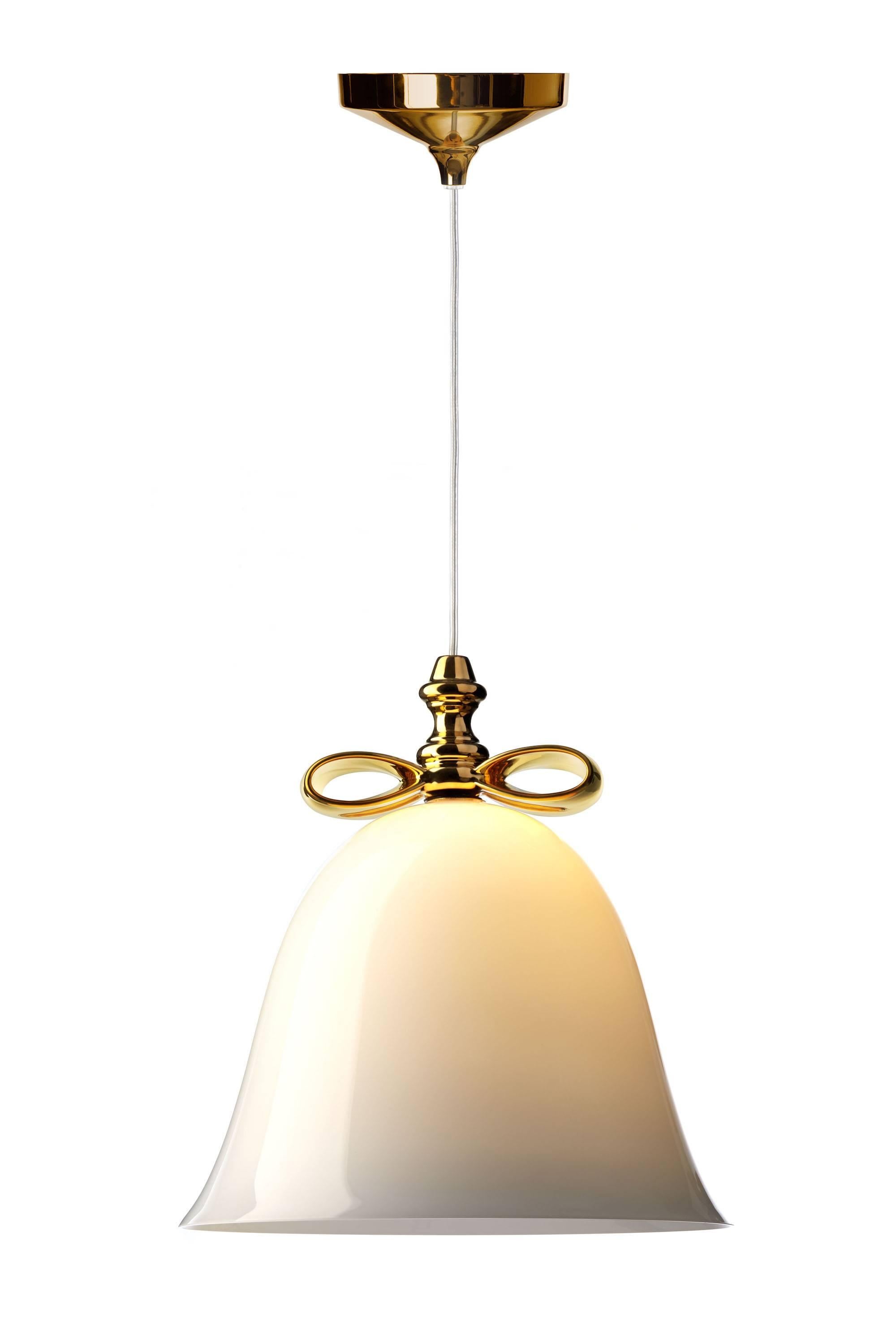 Modern Moooi Bell Lamp by Marcel Wanders in Mouth Blown Glass with Ceramic Bow For Sale