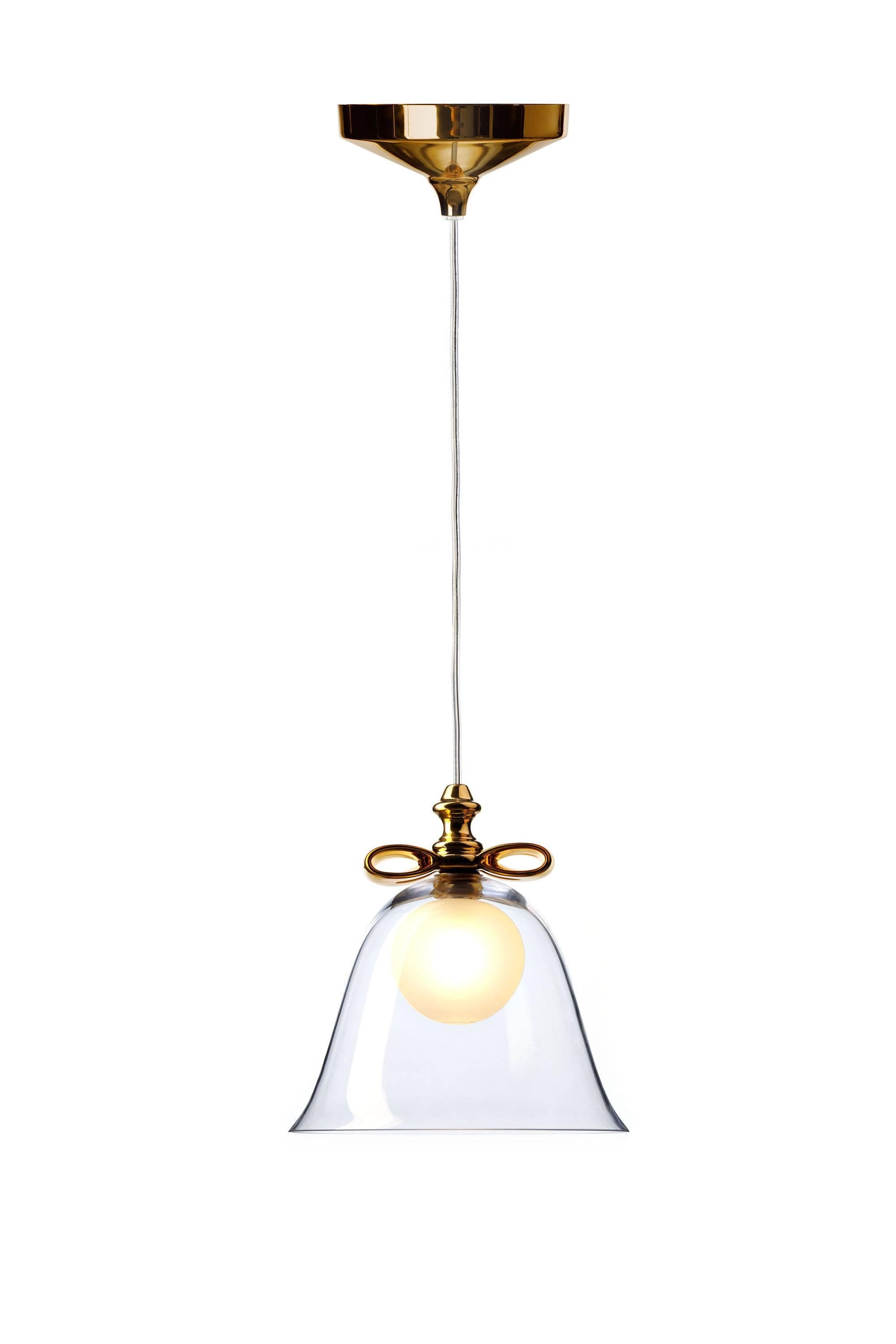 Dutch Moooi Bell Lamp by Marcel Wanders in Mouth Blown Glass with Ceramic Bow For Sale