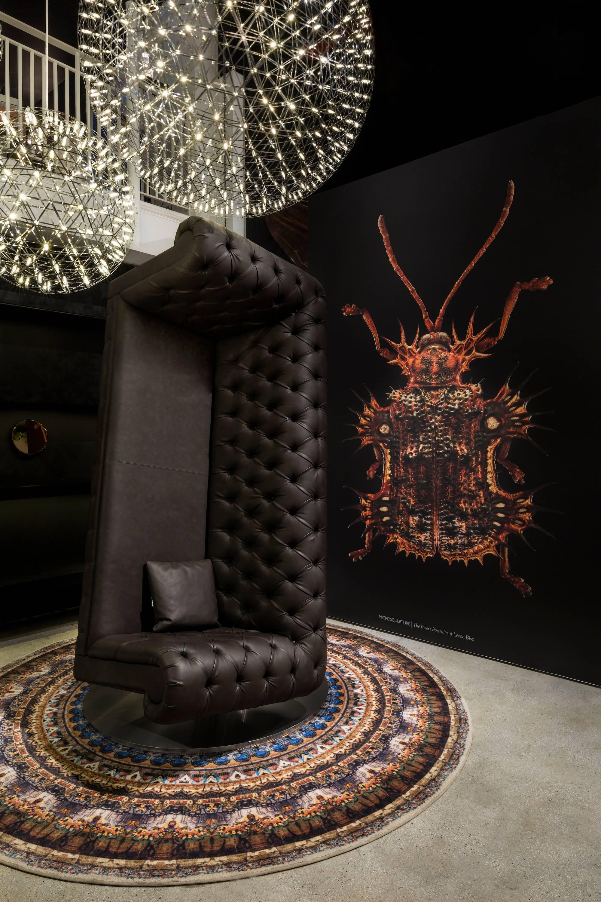 Modern Moooi Charleston Armchair Sofa Designed by Marcel Wanders in Dark Brown Leather For Sale