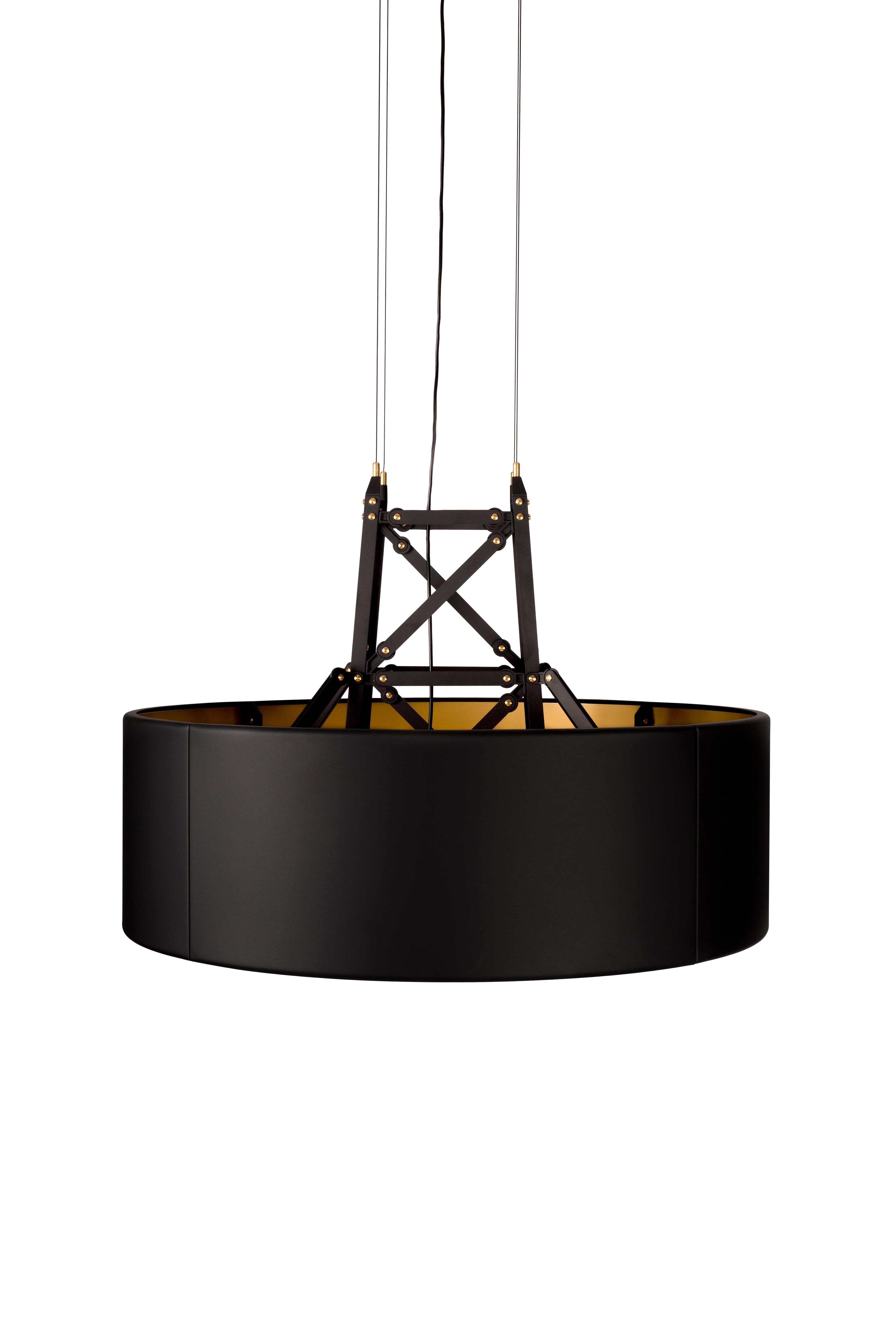 Moooi Construction Pendant Lamp Medium in White and Wood with Brass Details For Sale 4