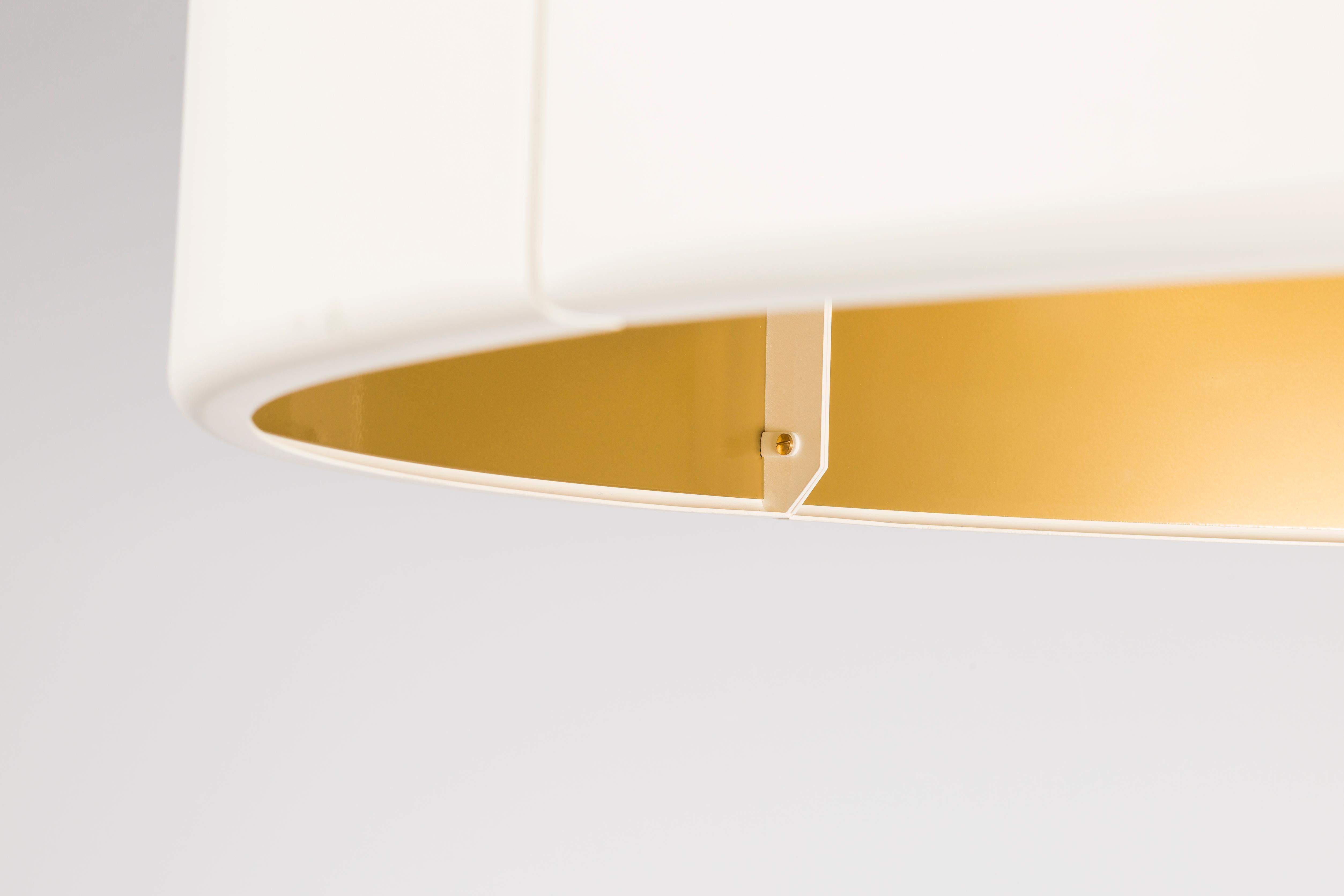 Dutch Moooi Construction Pendant Lamp Medium in White and Wood with Brass Details For Sale