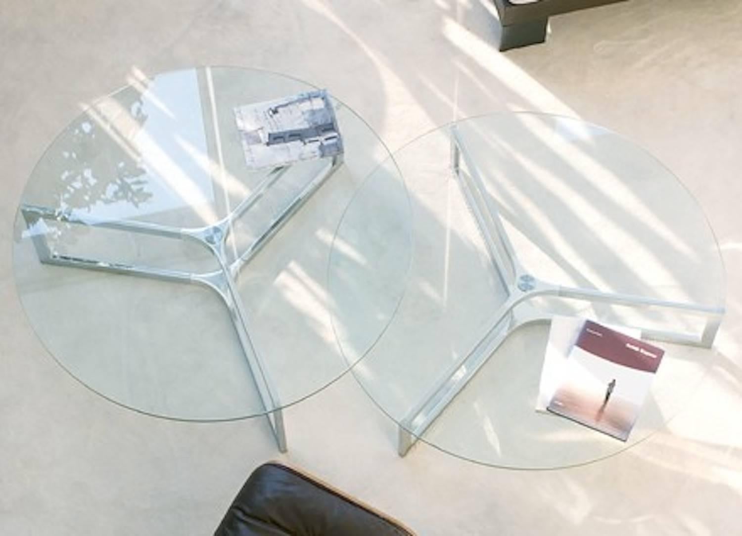 Italian Raj One Coffee Table in Glass and Chrome Stainless Steel or Burnished Metal For Sale