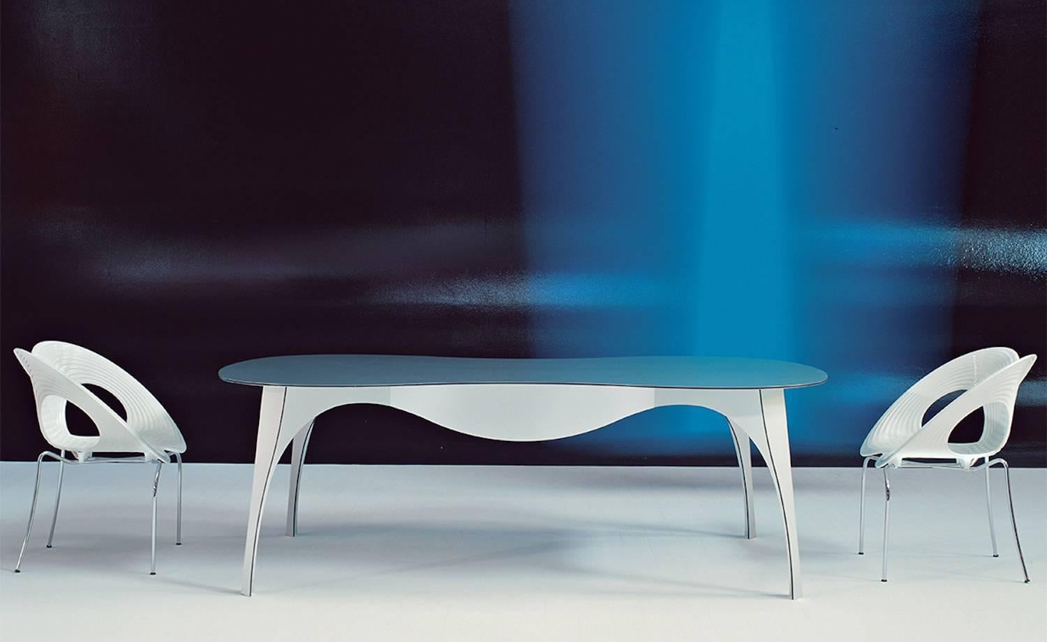 Painted No Waste Dining Table in Aluminum by Ron Arad for Moroso Indoor/Outdoor Use For Sale