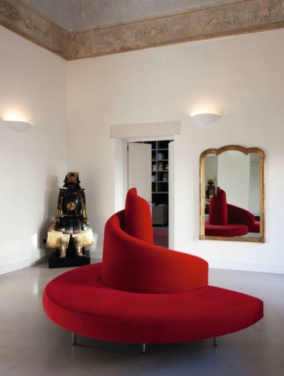 Edra Tatlin Sofa by Mario Cananzi E Roberto Semprini in Velvet In New Condition For Sale In Rhinebeck, NY