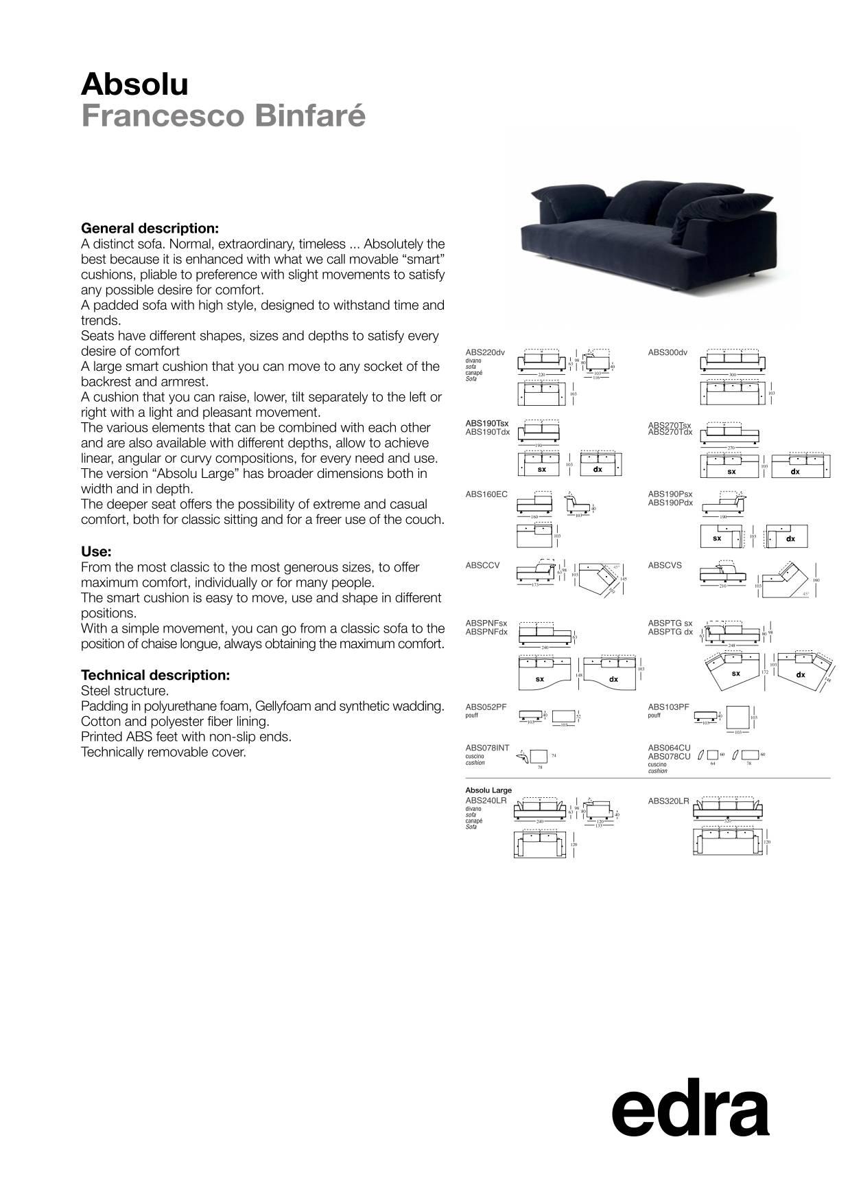 Steel Edra Absolu Sofa by Francesco Binfaré For Sale