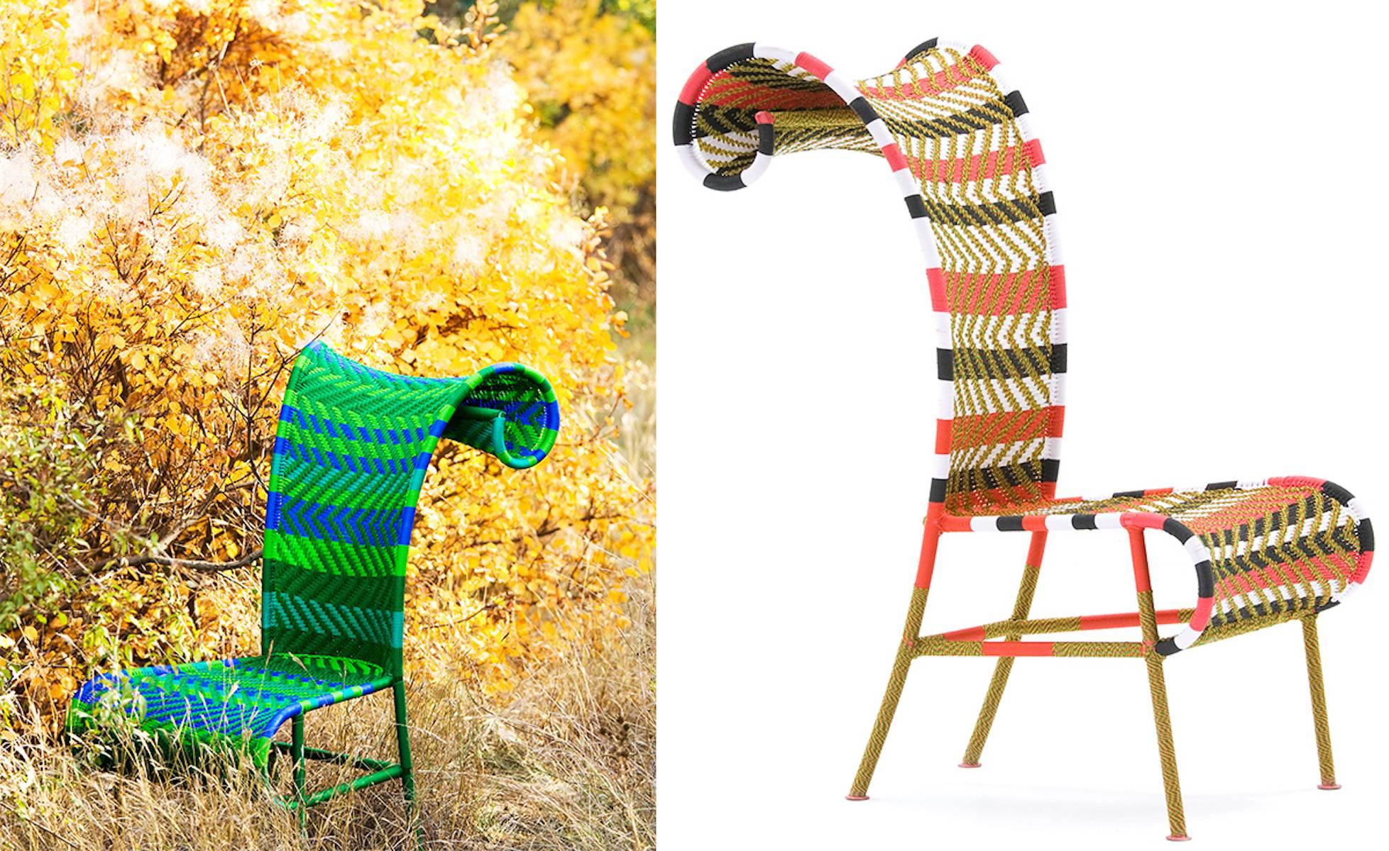 Hand-Woven Moroso Sunny Chair for Indoor and Outdoor For Sale