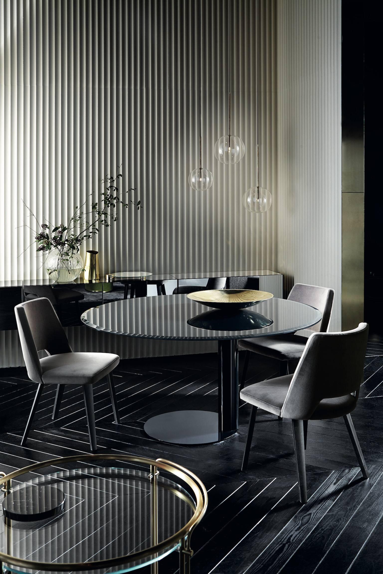 Modern Gallotti and Radice Oto Table in Black, Blue-Grey or Liquorice Colored Glass For Sale