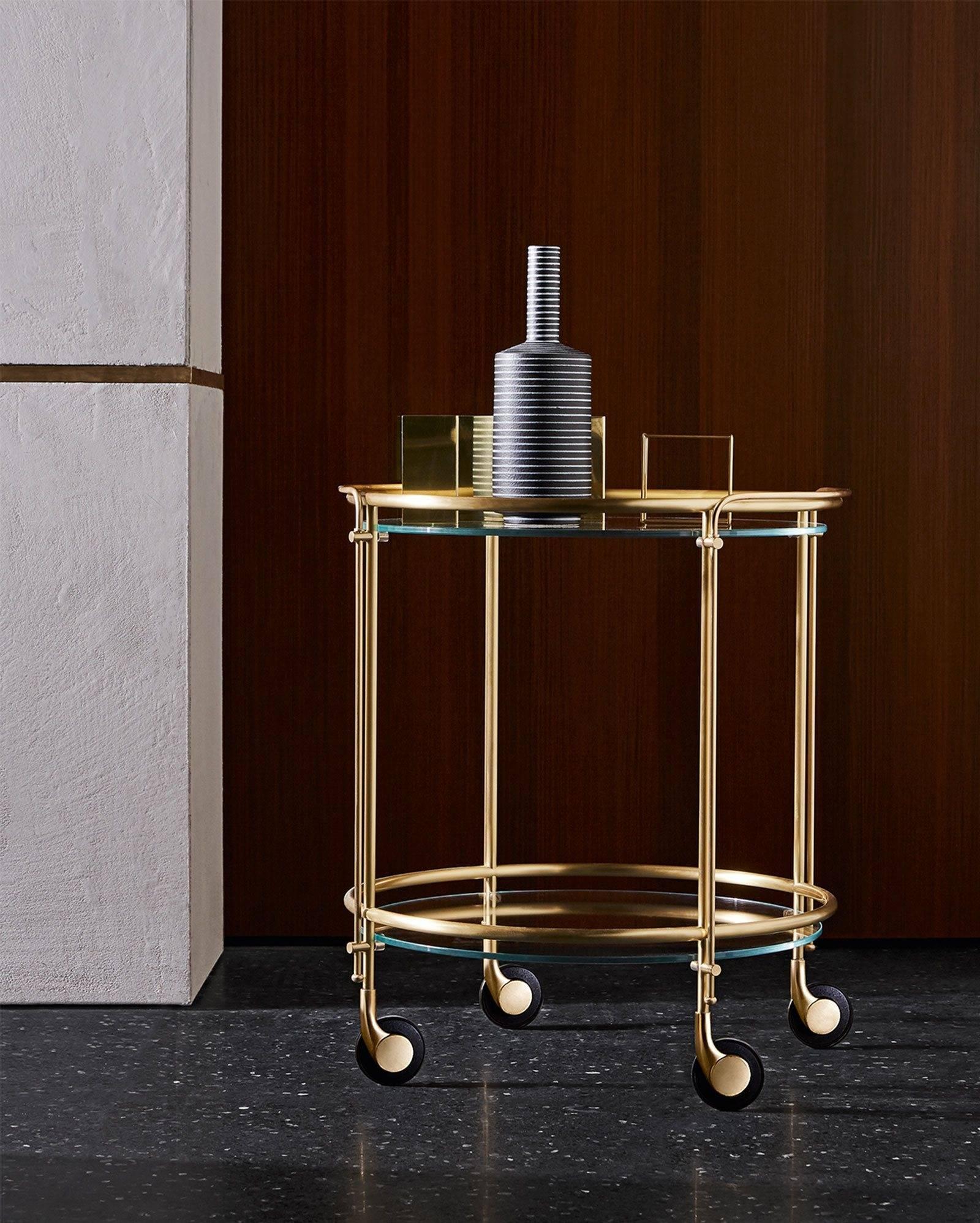 Italian Gallotti and Radice Riki Bar Cart or Trolley in Chrome or Brass For Sale