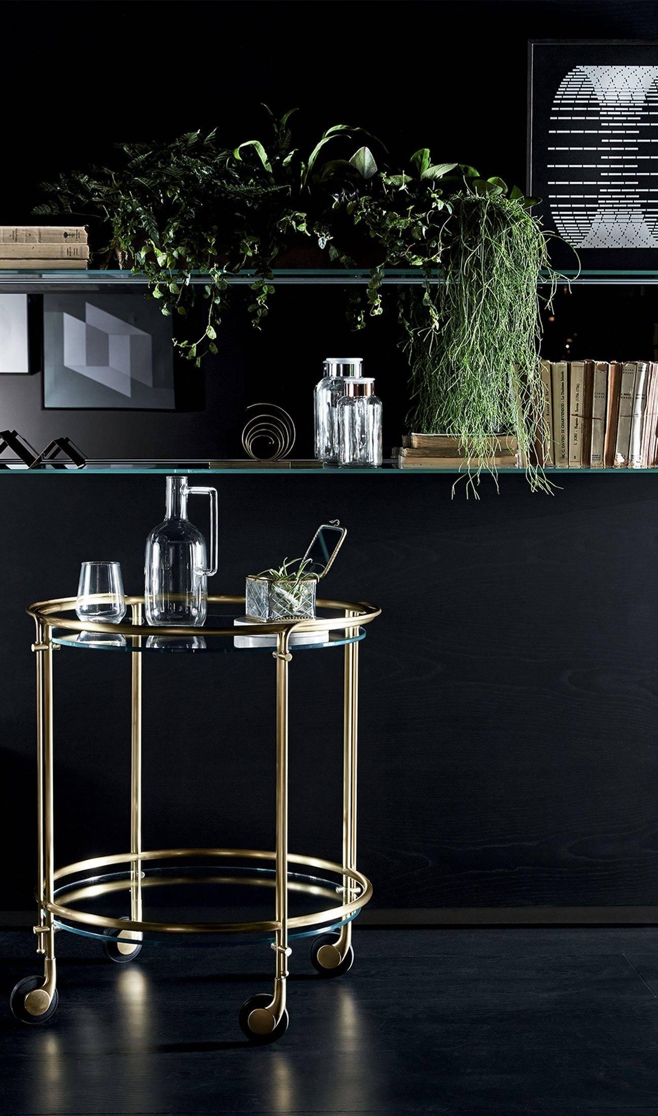 Contemporary Gallotti and Radice Riki Bar Cart or Trolley in Chrome or Brass For Sale