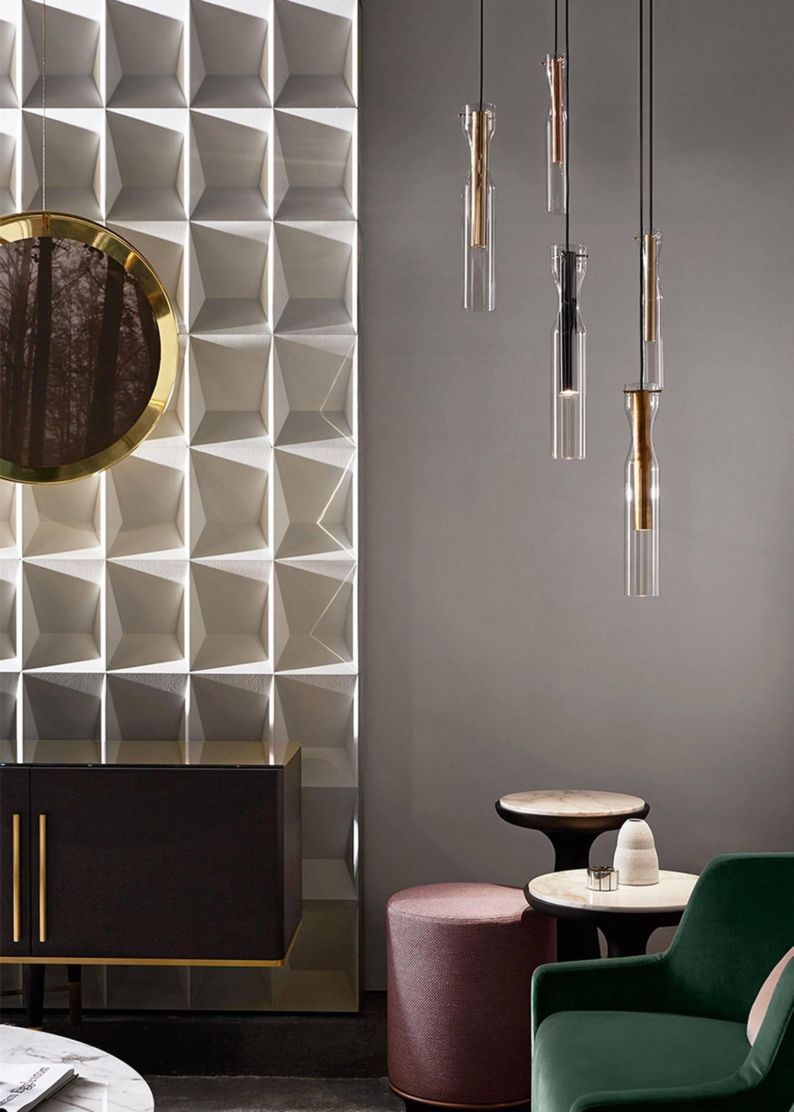 Italian Pendant Light with Handblown Glass Globes and Brass Details by Gallotti & Radice For Sale