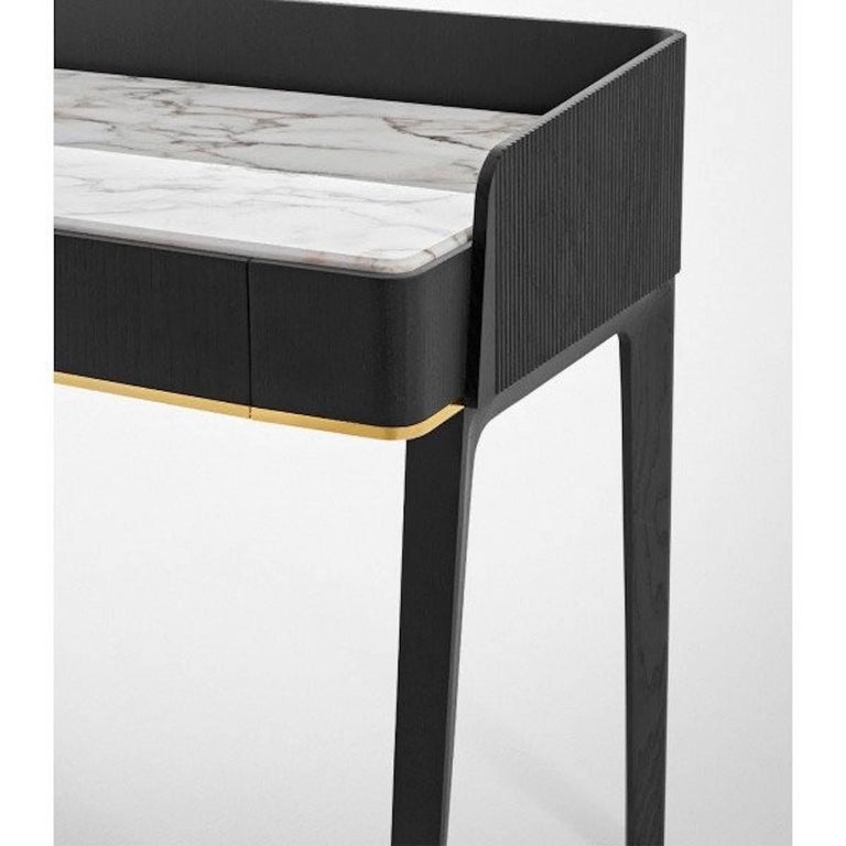 Soho Personal Writing Desk / Vanity in Blackened Wood with ...