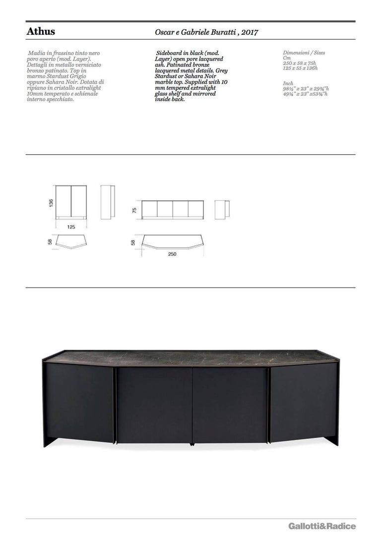 Gallotti and Radice Athus Sideboard in Black Open Pore Lacquer and ...