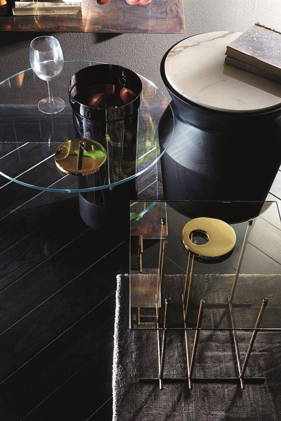 Tetris Coffee Table in Hand Burnished Brass and Glass by Gallotti & Radice For Sale 1