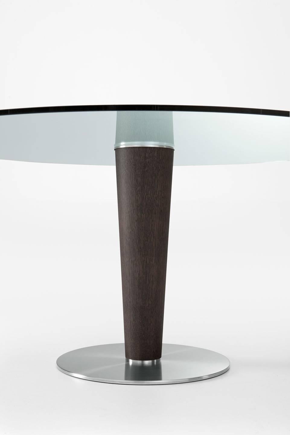 Modern Gallotti and Radice Upside Table in Glass, Metal and Wood For Sale