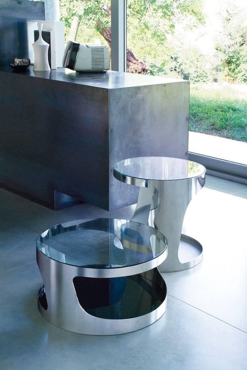 Gallotti and Radice Tab Coffee and Side Tables in Glass and Metal In New Condition For Sale In Rhinebeck, NY