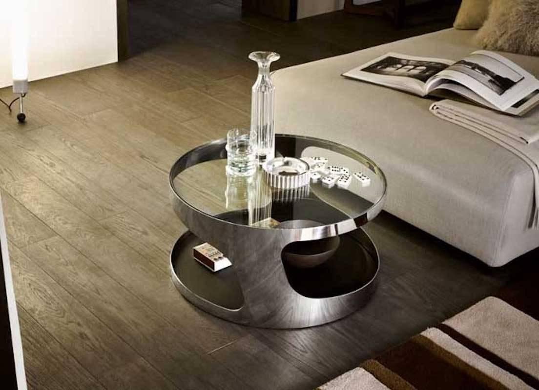 Contemporary Gallotti and Radice Tab Coffee and Side Tables in Glass and Metal For Sale