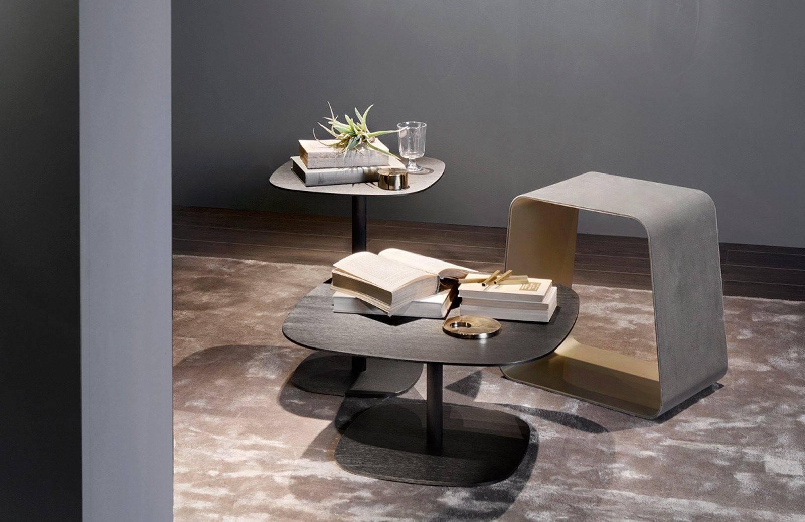 Modern Side or Coffee Table in Hand-Brushed Aluminum by Gallotti & Radice For Sale