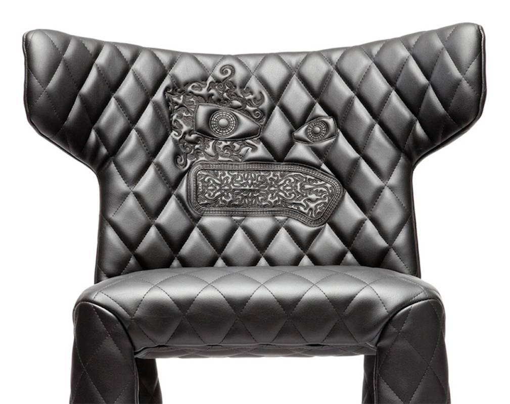 Contemporary Moooi Monster Chair by Marcel Wanders in Quilted & Embroidered Fabric or Leather For Sale